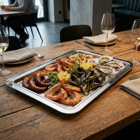 Блюдо для подачи прямоуг. 53*32,5 см. нерж. Abert /1/