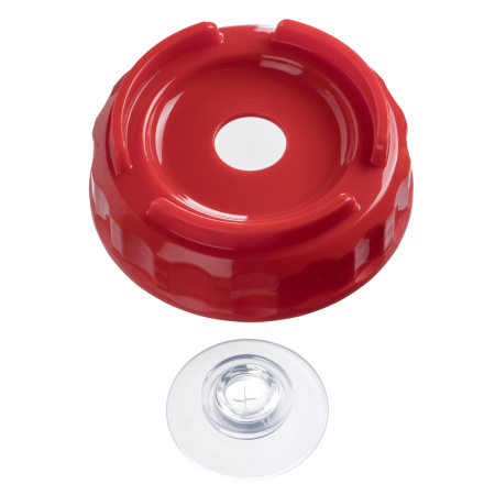 Емкость для соуса  750 мл. d=70 мм. h=237 мм. с 2 крышками, с силик. носик. широкая прозрачная, крышки красные GP /1/96/
