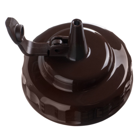 Емкость для соуса  750 мл. d=70 мм. h=270 мм. с 2 крышками, широкая прозрачная, крышки коричневые GP /1/96/