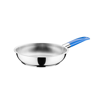 Сковорода d=20 см. h=4 см. 1,0 л. нерж. (индукция) синяя ручка винил. MGsteel /1/