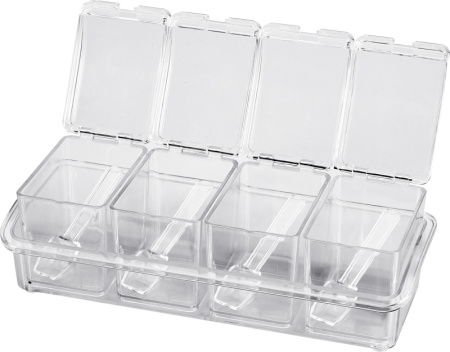 Контейнер для специй и соусов 4 отд. прозрач., пластик /1/50/