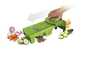 Мандолина (овощерезка) 32*13 см. с 1 насадкой и толкателем, нерж и пластик VB /1/