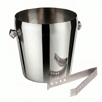 Ведро для льда 1,0 л. нерж. d=12,5 см., с нерж. щипцами MGsteel /1/48/
