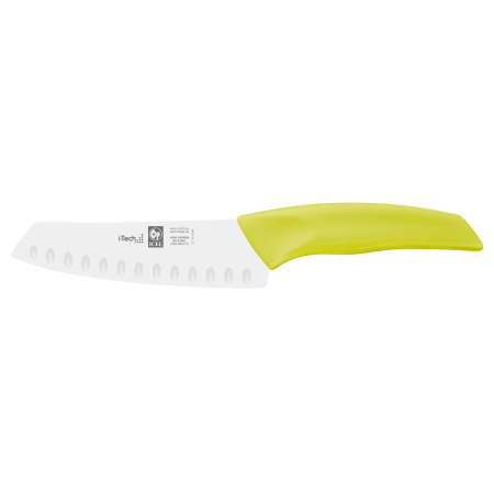 Нож японский Santoku 140/260 мм. с бороздками, салатовый  I-TECH Icel /1/12/