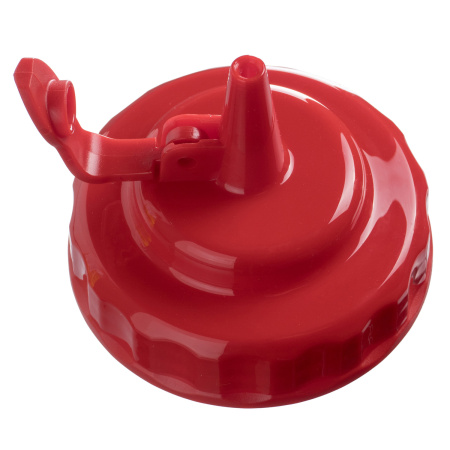 Емкость для соуса  750 мл. d=70 мм. h=270 мм. с 2 крышками, широкая прозрачная, крышки красные GP /1/96/