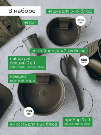 Набор посуды 6 предметов походный в чехле зеленом MG /1/