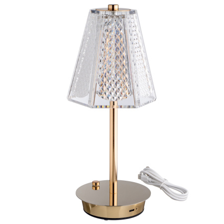 Лампа настольная d=15 см. h=32 см. 3 цвета, сенсорная регулировка яркости, нерж., золотая LED CRYSTAL II MGline /1/20/