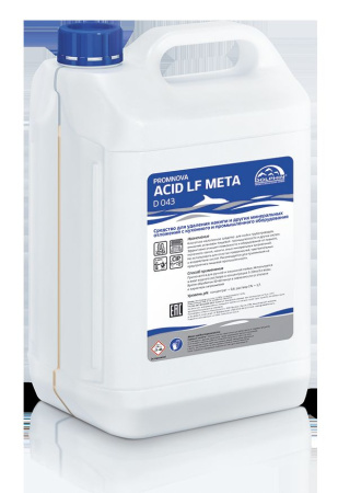 Средство моющее для удаления накипи и других минеральных отложений с кух.оборуд. 5 л. кислотное ph 1 Acid LF Meta /1/3/ Средство моющее для удаления накипи и других минеральных отложений с кух.оборуд. 5 л. кислотное ph 1 Acid LF Meta /1/3/