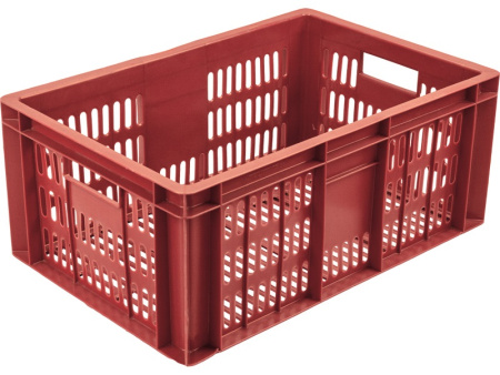 Ящик 600*400*250 мм. колбасный прямой перфорир., красный (крышка 76402) /1/36/