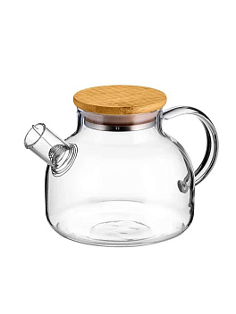 Чайник  600 мл. заварочный крышка бамбук, Термостекло /1/12/