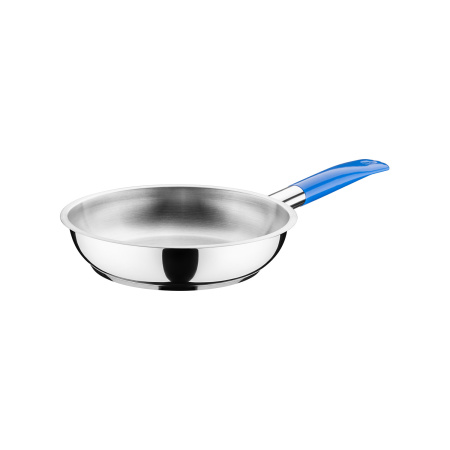 Сковорода d=20 см. h=4 см. 1,0 л. нерж. (индукция) синяя ручка винил. MGsteel /1/