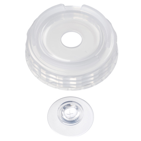 Емкость для соуса  500 мл. d=70 мм. h=166 мм. с 2 крышками, с силик. носик. широкая прозрачная, крышки прозрачные GP /1/96/